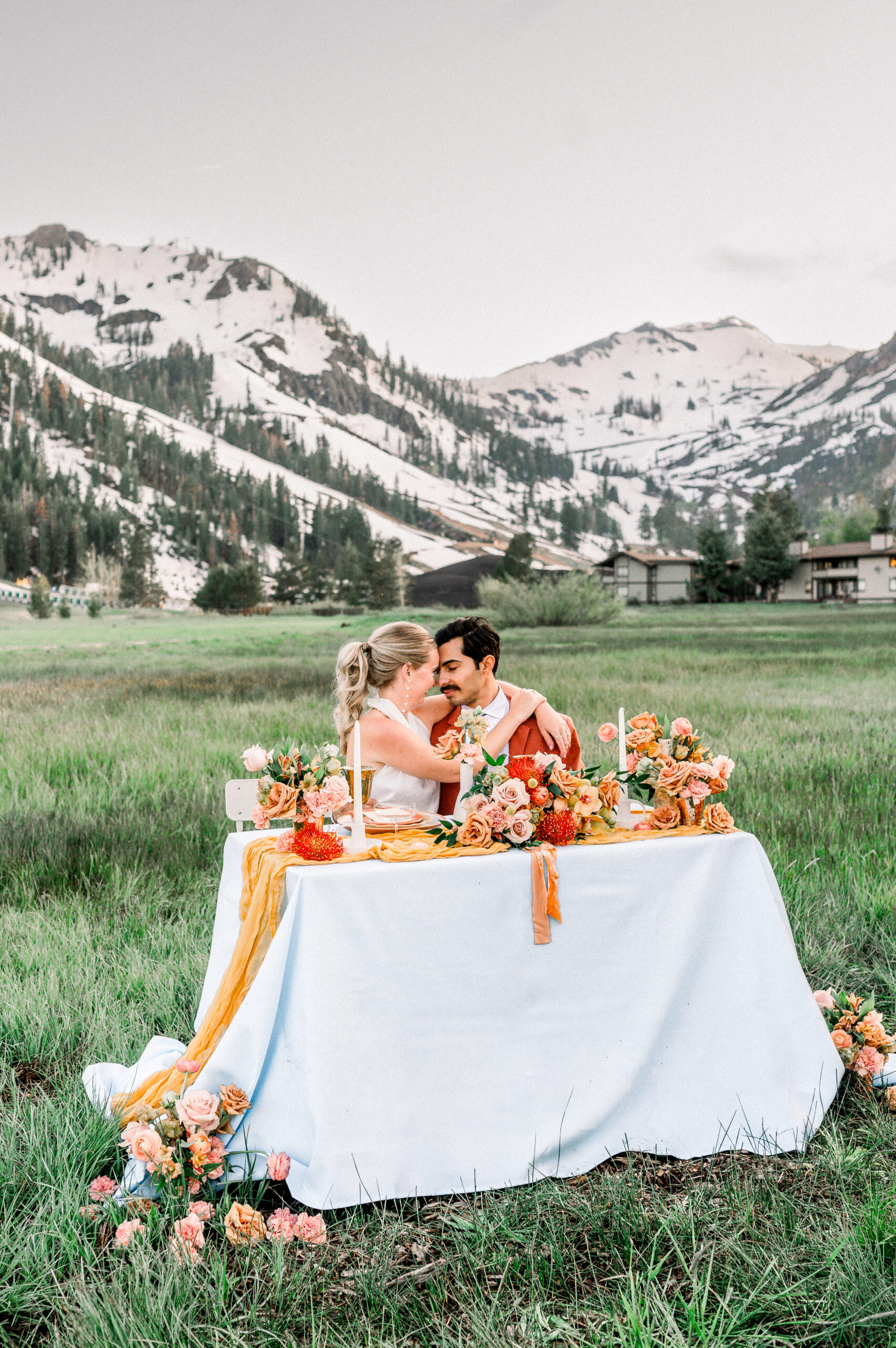 Wedding couple in the foothills of the mountains at Lake Tahoe