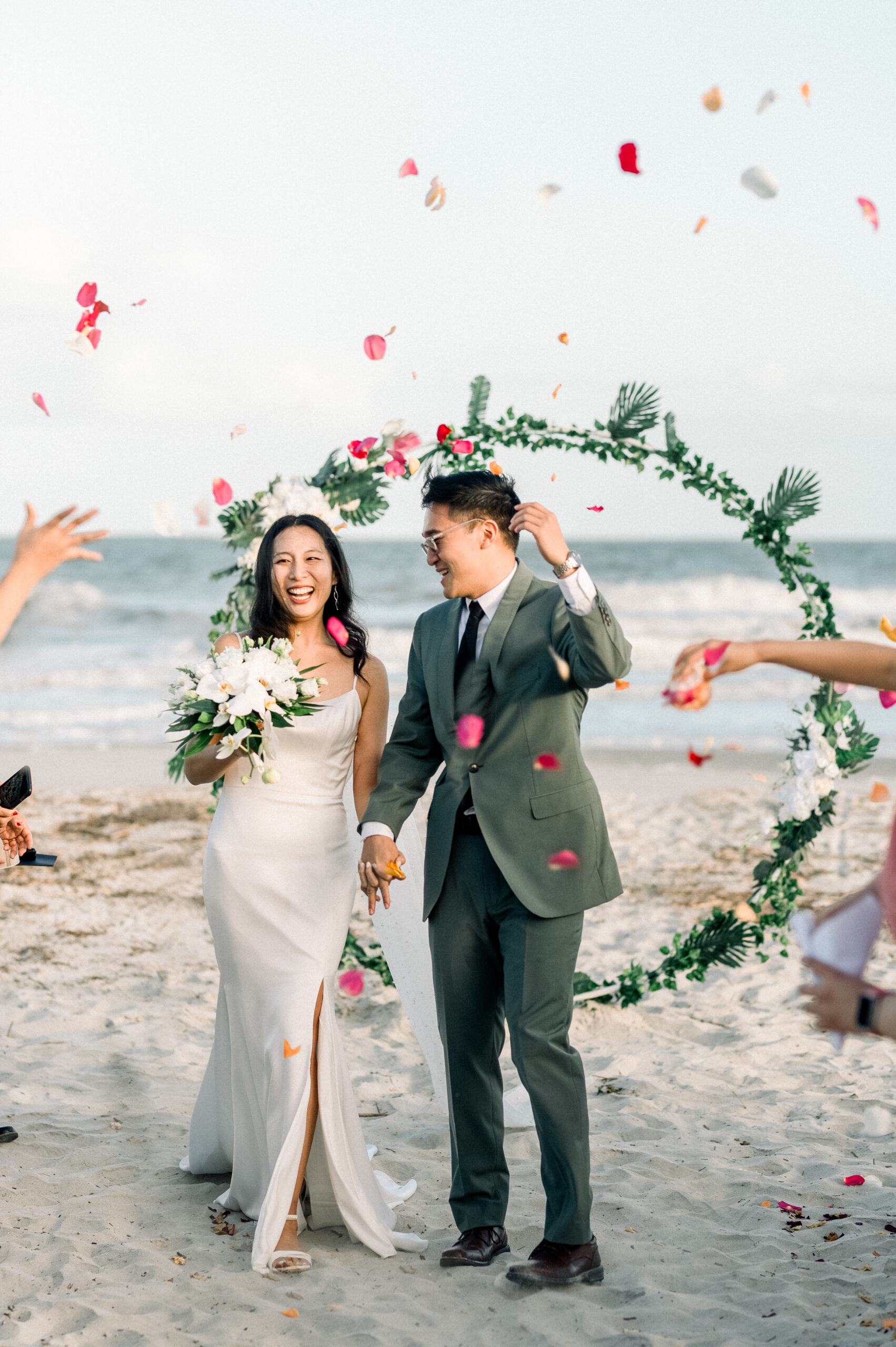 couple at wedding on beach at Hilton Head Island, South Carolina.